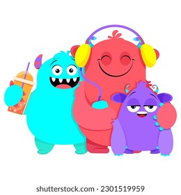 Cartoon monsters with a smile
