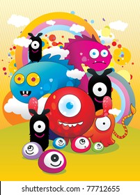 cartoon monsters vector illustration