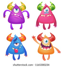 Cartoon Monsters. Vector set of  Halloween cartoon monsters isolated. Design for print, party decoration, logo,t-shirt, illustration