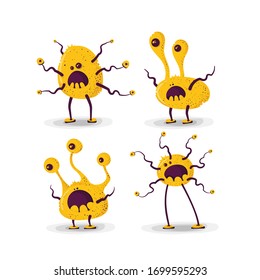 Monstruos de caricaturas aislados en iconos blancos, monstruos 