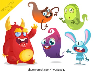 Cartoon Monsters. Vector set of cartoon monsters isolated