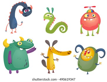 Cartoon Monsters. Vector set of cartoon monsters isolated