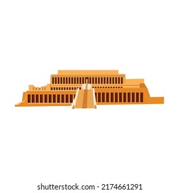 Cartoon monument isolated on white. Golden symbols of ancient Egypt vector illustration