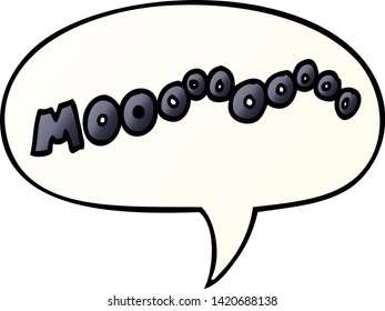 Cartoon-Moogeräusch mit Sprachblase in glattem Farbverlauf-Stil