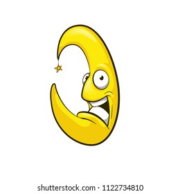 Cartoon moon character. Cute vector illustration. EPS 10