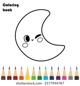 cartoon moon coloring book design illustration 