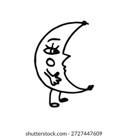 Luna de dibujos animados sobre un boceto de fondo blanco