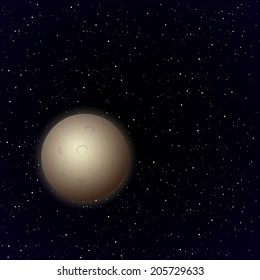 Cartoon Moon in open space. Vector background