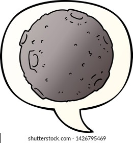cartoon moon with speech bubble in smooth gradient style