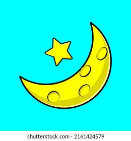 cartoon moon and cartoon star icon illustration