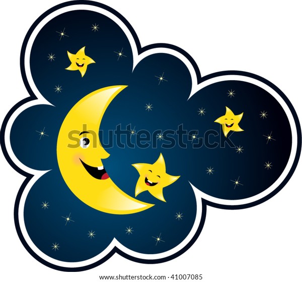 Cartoon Moon Star Smiling Stock Vector Royalty Free 41007085