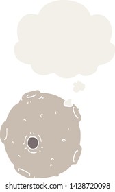 Cartoon-Mond mit Denkblase im Retro-Stil