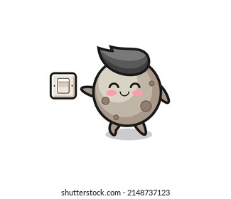 cartoon moon is turning off light , cute design