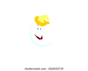 Cartoon Moon wearing Hat - Cartoon Vector Image