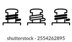 Cartoon mooring posts, or bollards icon. For ship, boat, ferry or mooring boats. Marine bollard for boats or yachts mooring. For rope tied on pier. Boat tools. Haven or port and bollard angled logo.
