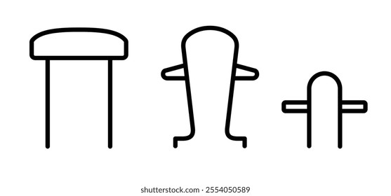 Cartoon mooring posts, or bollards icon. For ship, boat, ferry or mooring boats. Marine bollard for boats or yachts mooring. For rope tied on pier. Boat tools. Haven or port and bollard angled logo.
