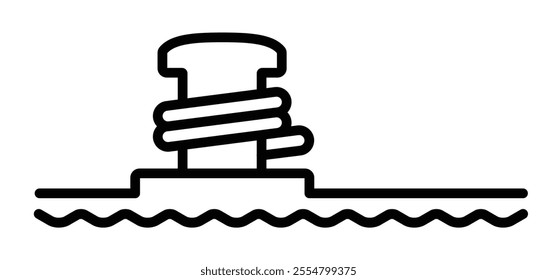 Cartoon mooring posts, or bollards icon. For ship, boat, ferry or mooring boats. Marine bollard for boats or yachts mooring. For rope tied on pier. Boat tools. Haven or port and bollard angled logo.
