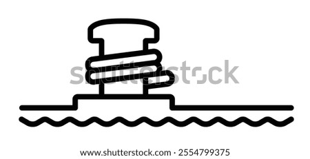 Cartoon mooring posts, or bollards icon. For ship, boat, ferry or mooring boats. Marine bollard for boats or yachts mooring. For rope tied on pier. Boat tools. Haven or port and bollard angled logo.
