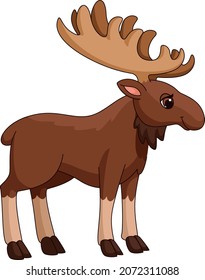 Cartoon moose. Big brown elk. Forest animal