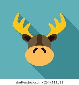 Cartoon moose head with big yellow antlers on a blue background