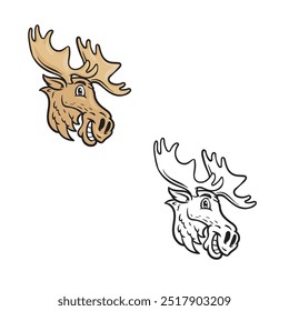 cartoon moose isolated on white background. hand drawn. reindeer. deer. vector illustrations