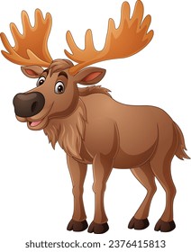 Cartoon moose on white background