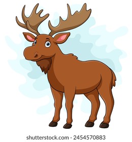 Cartoon moose on white background