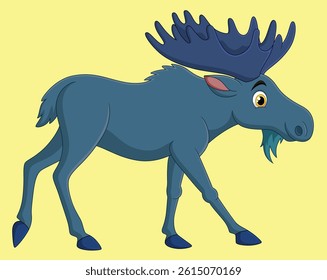 Cartoon moose on yellow background vector illustration