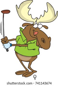 cartoon moose playing golf