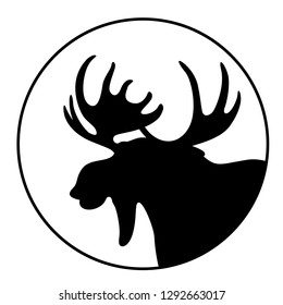 cartoon  moose ,vector illustration , black silhouette ,profile view