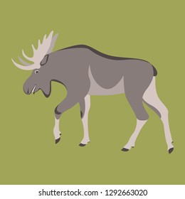 cartoon moose ,vector illustration ,flat style ,profile view