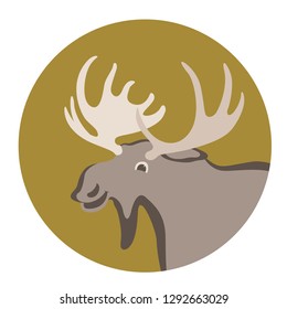 cartoon moose ,vector illustration ,flat style ,profile view