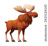 Cartoon moose vector illustration isolated on white background