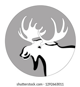 cartoon moose ,vector illustration , lining draw ,profile view