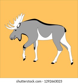 cartoon moose ,vector illustration , lining draw ,profile view