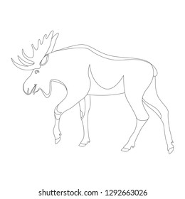 cartoon moose ,vector illustration , lining draw ,profile view