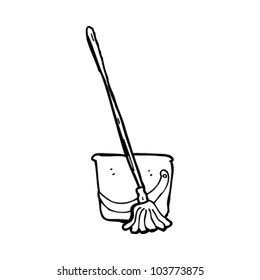 cartoon mop and bucket
