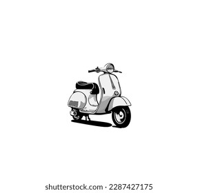 Cartoon moped on a white background. Vector illustration