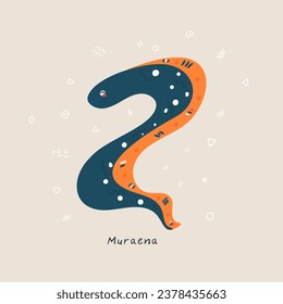 cartoon moray eel vector illustration, simple childish design