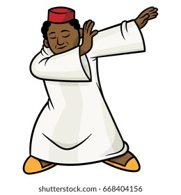 Cartoon Moroccan Man Dabbing Vector Illustration