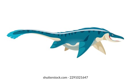 Cartoon Mosasaurus dinosaur character. Mesozoic era wildlife sea monster or aquatic reptile, isolated prehistoric ocean animal. Extinct carnivorous marine dinosaur vector cute personage