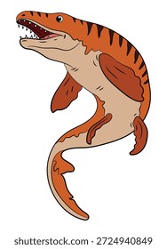 Mosasaurus de dibujos animados sobre un fondo blanco
