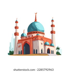 cartoon mosque with green tosca dome