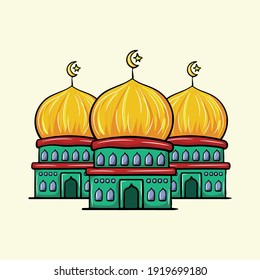 Cartoon Mosque Vector illustration, simple and trendy with hand drawn design