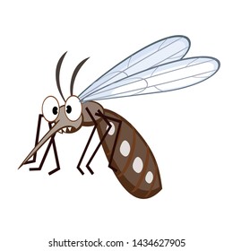 Cartoon Mosquito Aedes Aegypti in white background