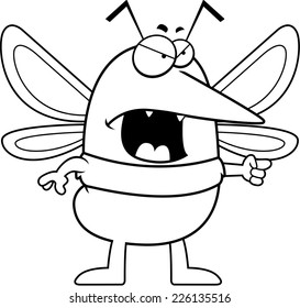 A cartoon mosquito with an angry expression.