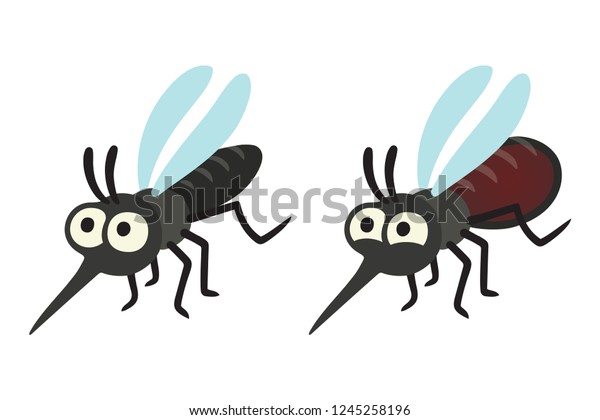 Cartoon Mosquito Drawing Hungry Full Blood Stock Vector (Royalty Free ...