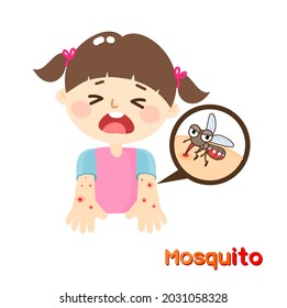 Cartoon Mosquito on White Background.