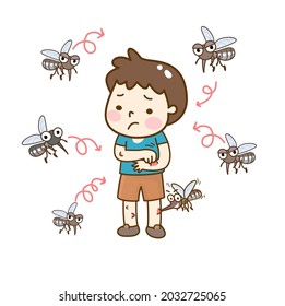 Mosquito de caricatura sobre fondo blanco