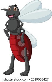mosquito de caricatura posando aislado en fondo blanco